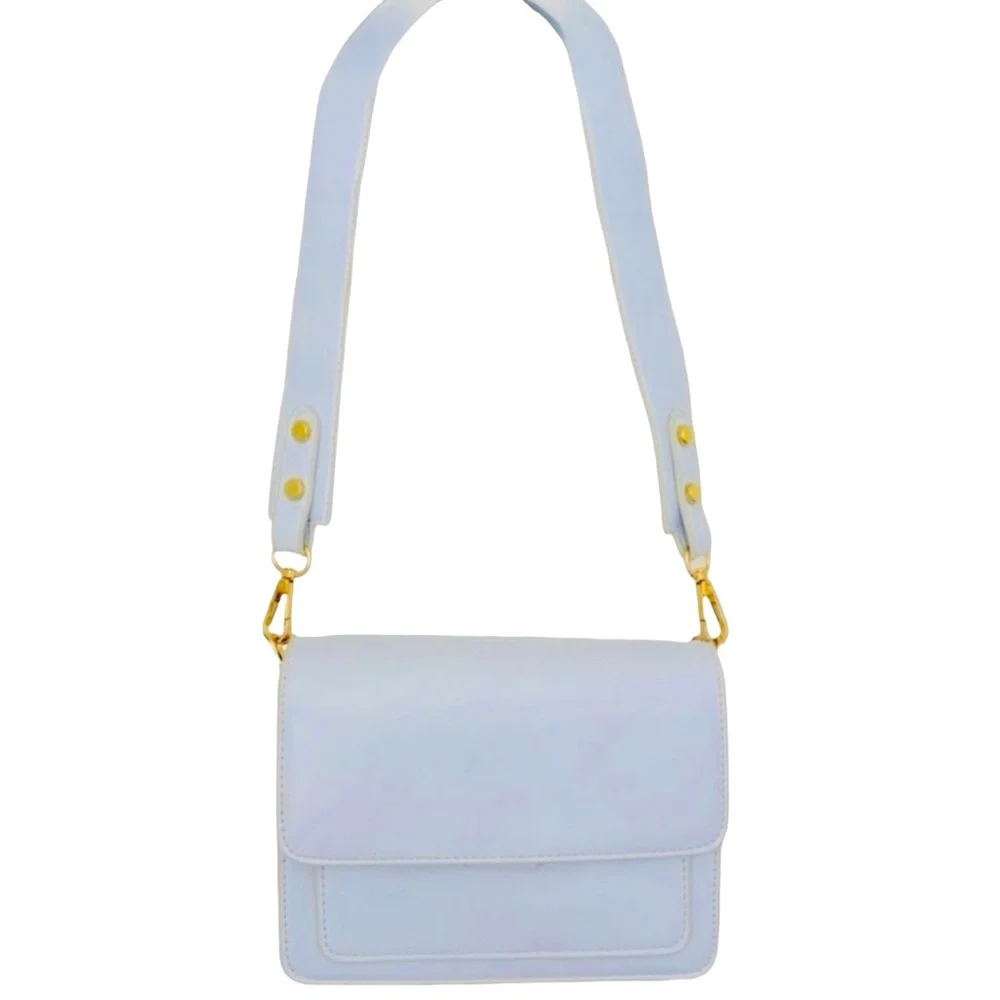 Pastel Blue Chunky Chain Shoulder Bag Mini Clutch Purse OS